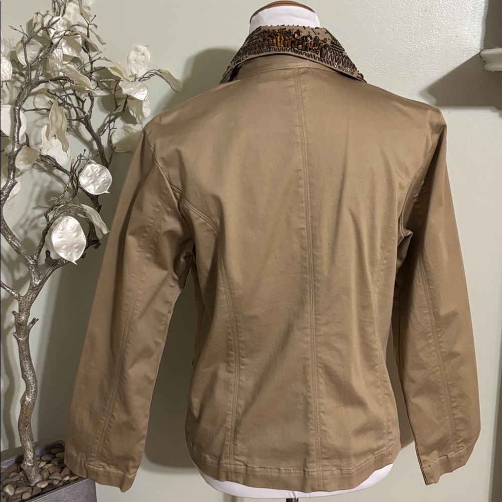 Chico's Tan Utility Jacket With Patterned Details - image 5